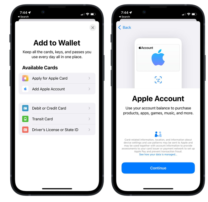 南丰镇苹果手机维修分享iOS 15.5钱包App如何添加 Apple 账户 